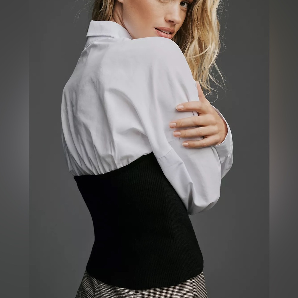 Maeve Long-Sleeve Ruched Tube Twofer Sweater